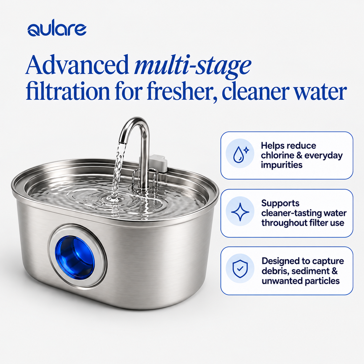 Aulare Stainless Steel Cat Water Fountain