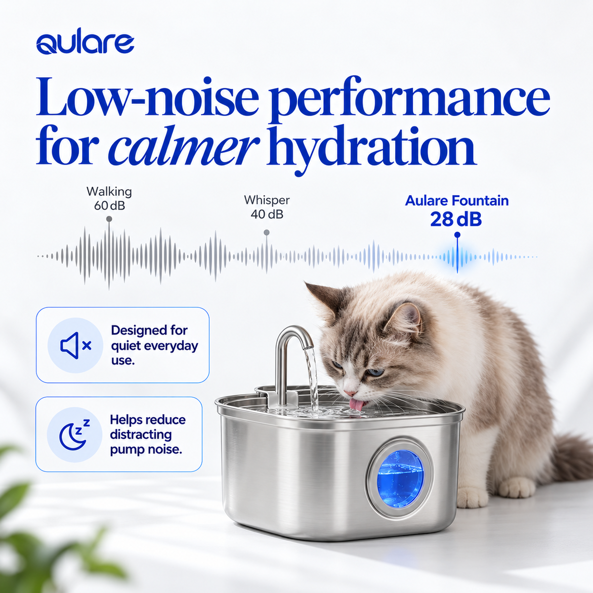 Aulare Stainless Steel Cat Water Fountain